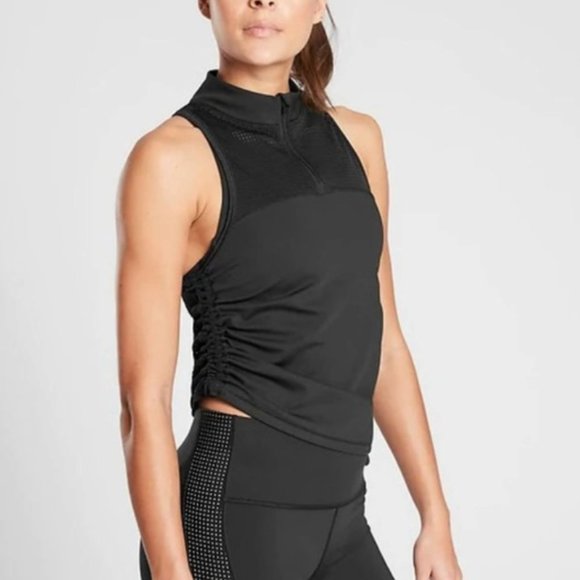 Athleta Hiit It Tank Top Mesh Chest High Neck - Picture 2 of 3